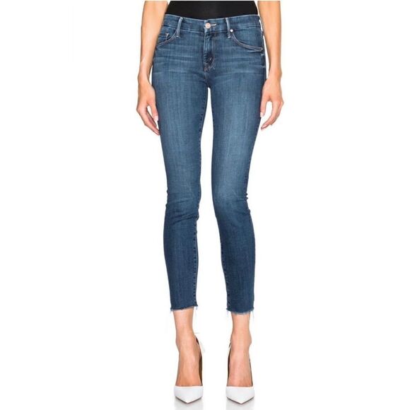 Mother Looker Ankle Fray Skinny Jeans in Girl Crush Raw Hem women’s size 27 - Picture 1 of 15